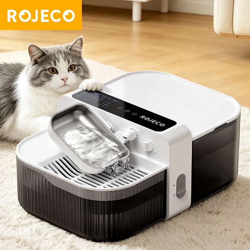 ROJECO 3,5L Kabelloser Haustier-Wasserspender Katzen-Wasserspender 2000mAh Automatische Abwassertrennung Katzen-Trinkbrunnen Zubehör