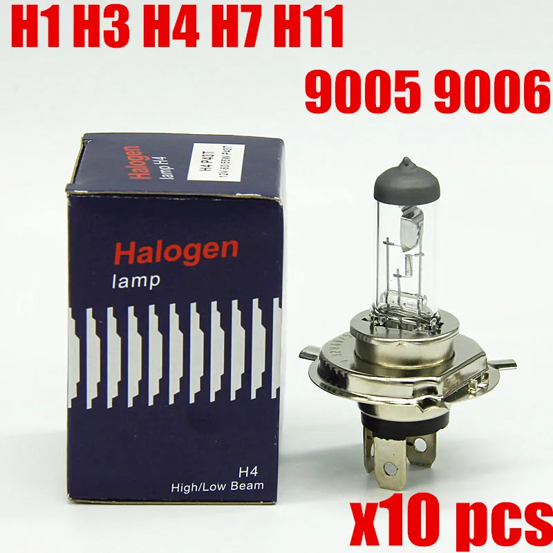 10 Stück Quarzglas-Auto-Halogenlampe H4 H7 H11 9005 9006 H1 H3 Autoscheinwerfer 55 W 4300 K Halogenlampe