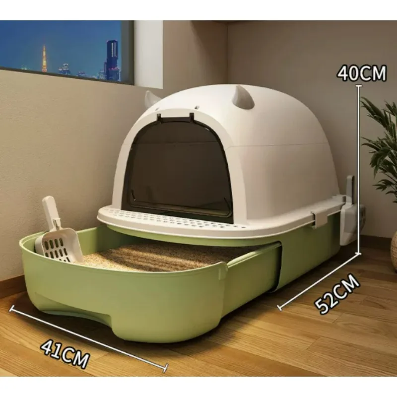 Extra große geruchs neutrale Katzen toilette vollständig geschlossene Katzen toilette faltbare Aufbewahrung schublade Katzen toilette Haustier bedarf