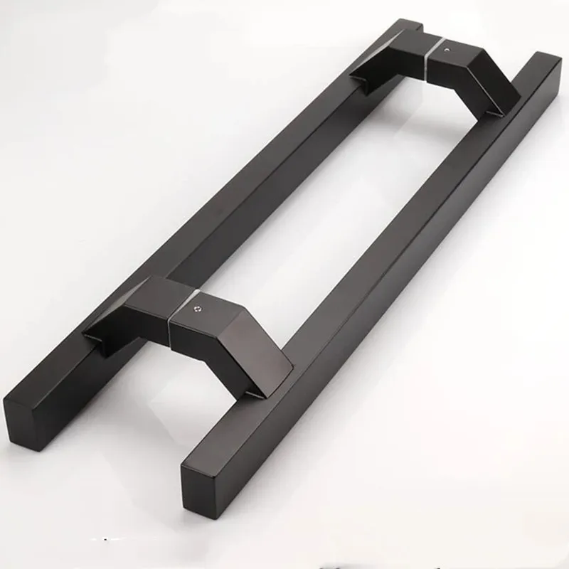 Schwarzer Verdickter Edelstahl Quadratischer Türgriff Glastürgriff Push-Pull-Türgriff Gerahmter Türgriff (XYLS-028)