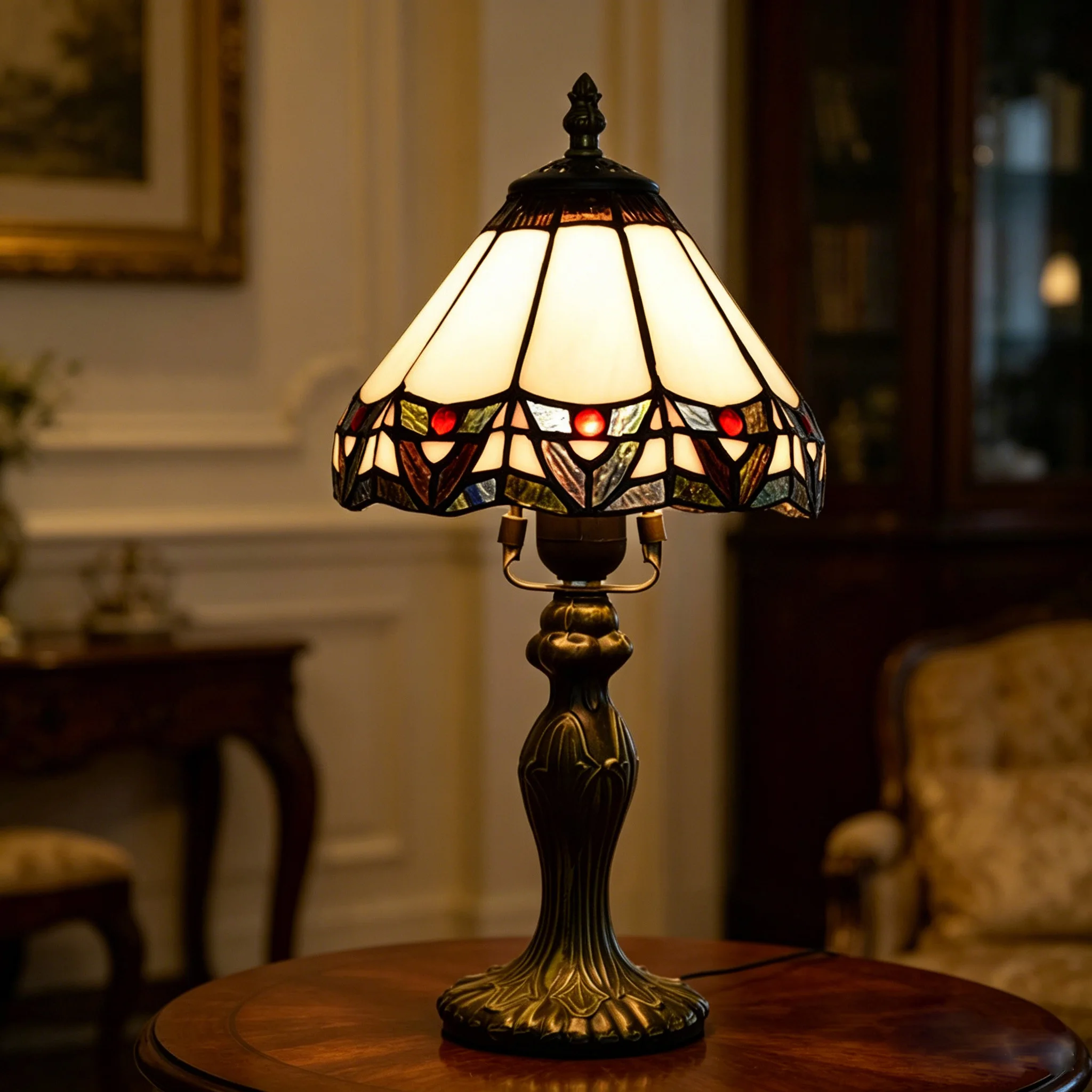 Tiffany-Lampe Nachttischlampe - Tischleuchte aus Buntglas für Schlafzimmer, Wohnzimmer, Küche, Ästhetisches Niedliches Wohndekor-Geschenk