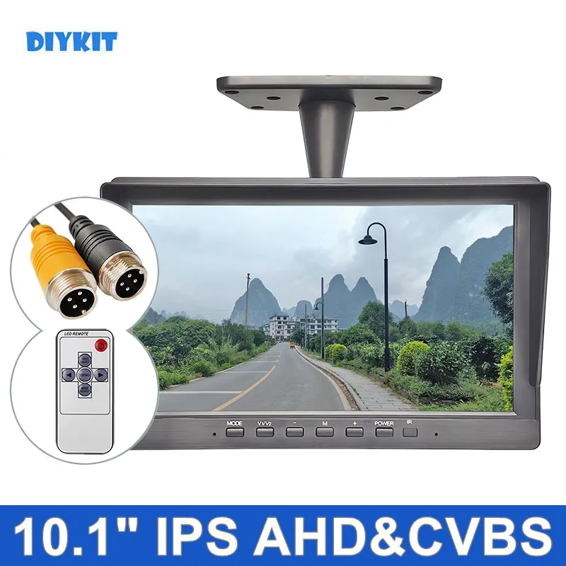 Diykit 10,1 zoll ahd cvbs ips lcd hd monitor rückansicht auto monitor unterstützung 1080p ahd cvbs auto kamera 4pin video eingang