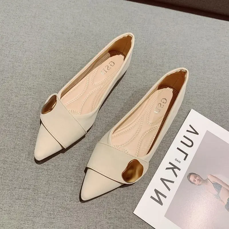 Spitze Zehen Mokassins Damenschuhe Büro Luxus Leder Casual Beige Flache Flats Damenschuhe Slip On E mit Rabatt 39
