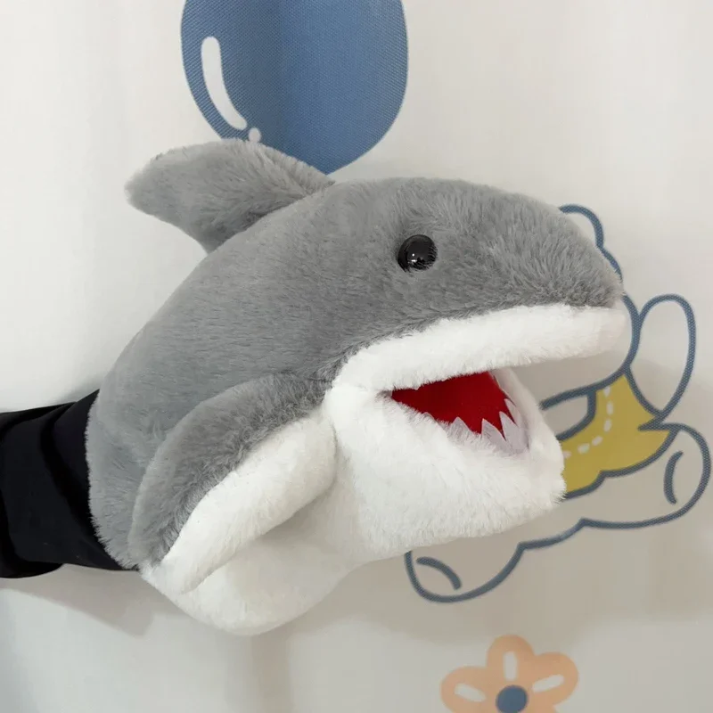 Gefüllte Plüsch Tier Spielzeug Grau Hai Hand Finger Geschichte Puppe Nette Puppen Pädagogisches Baby Spielzeug Simulierte Hai Kinder Geschenk