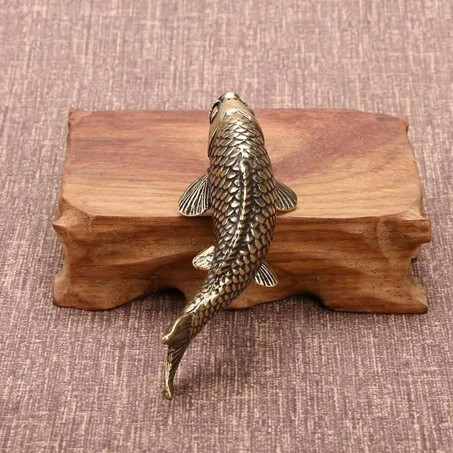 1 Stück Solide Kupfer Koi Antike Reichtum Sammlung Kupfer Handwerk Tee Haustier Simulation Messing Karpfe Ornament