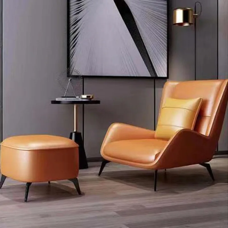 Italienischer Stil Moderner Wohnzimmer-Ledersessel Einzelner Freizeitsessel