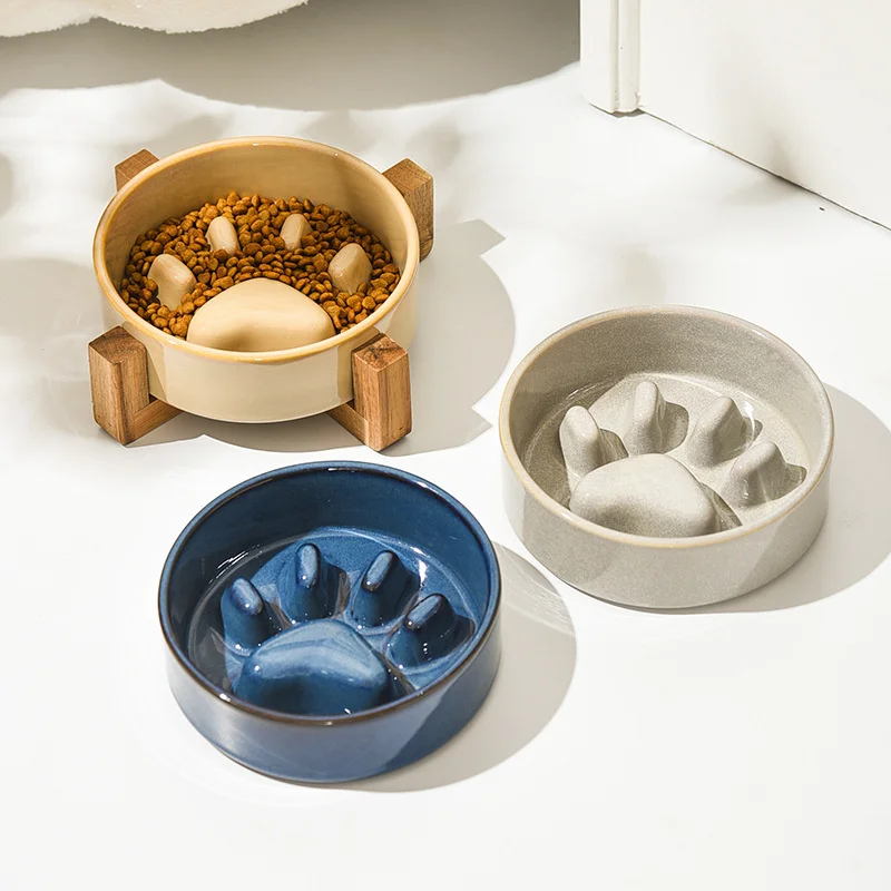 Neue Slow Food Bowl Keramik Food Bowl für Hunde und Katzen Slow Food Bowl Haustier liefert Anti-Klopf-Anti-Choke-Feeder