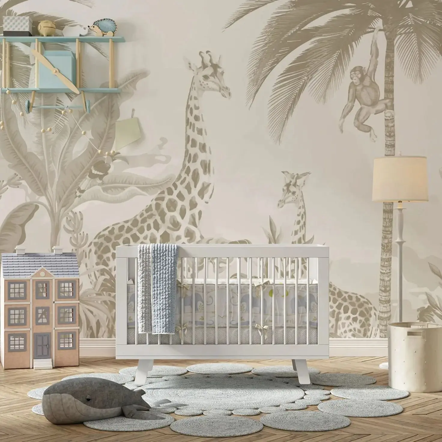 Safari-Dschungeltier-Tapete für Kinder, Reguläre Giraffen-Kinderzimmer-Wandtapete, Dschungel-Themen-Wandbild für Kinderzimmer-Dekoration