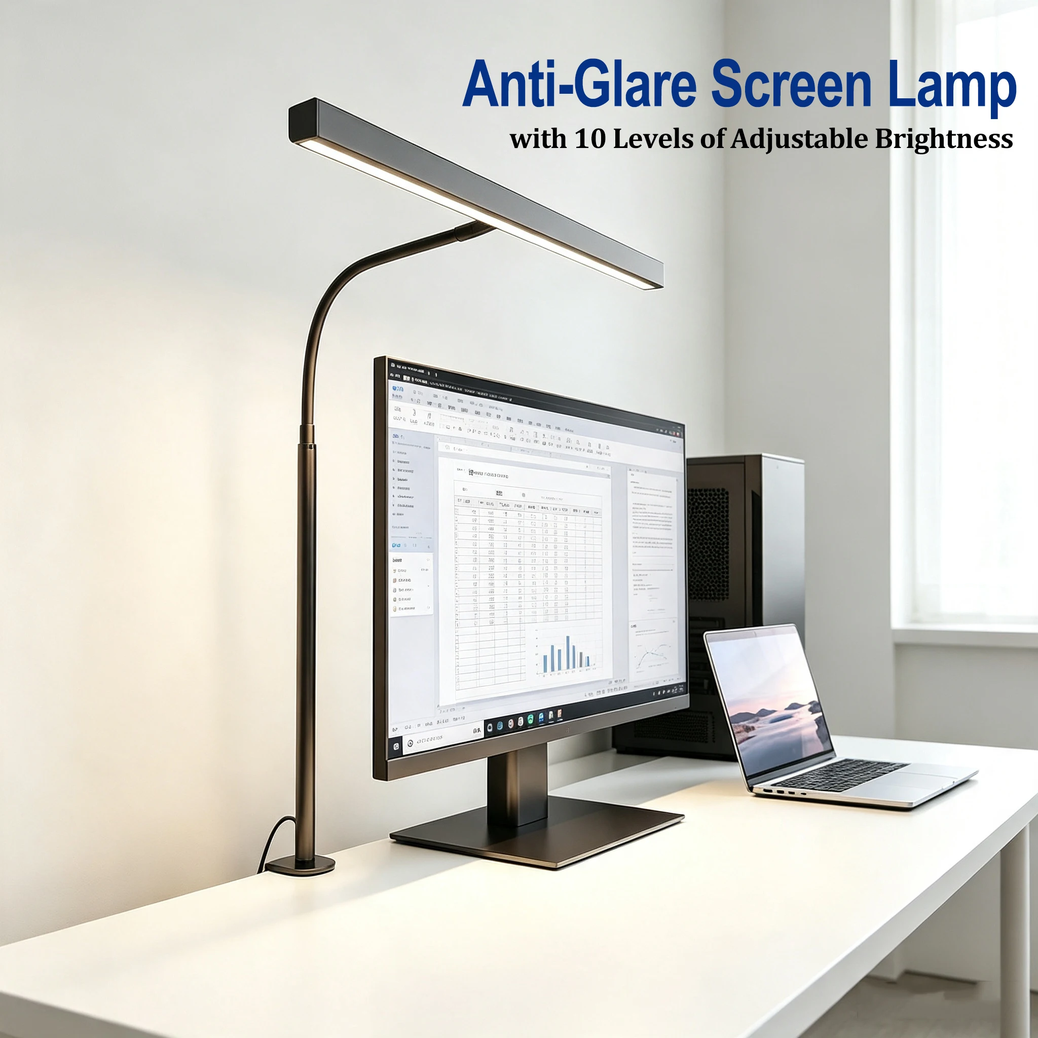 Blendfreie LED-Schreibtischlampe 360 ° Verstellbare Schwanenhals-LED-Schreibtischlampe mit 3 Farbtemperaturen zum Anklemmen für Lesen, Lernen und Werkbank