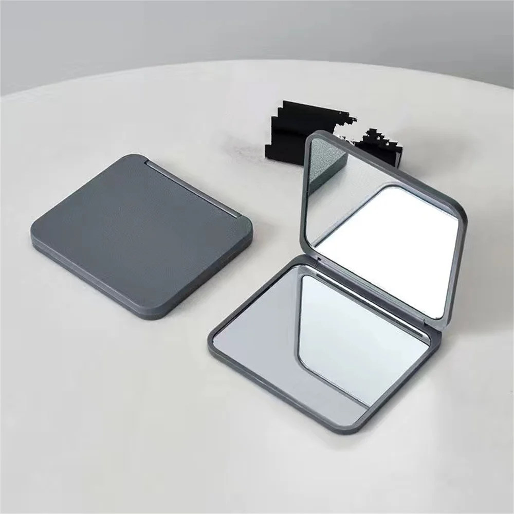 Doppelseitiger Make-up-Spiegel, zusammenklappbar, tragbar, für Damen, einfarbig, Spiegel, Tasche, rechteckig, Kosmetik, Schönheit, Eitelkeit, Reisen, Männer, Rasieren