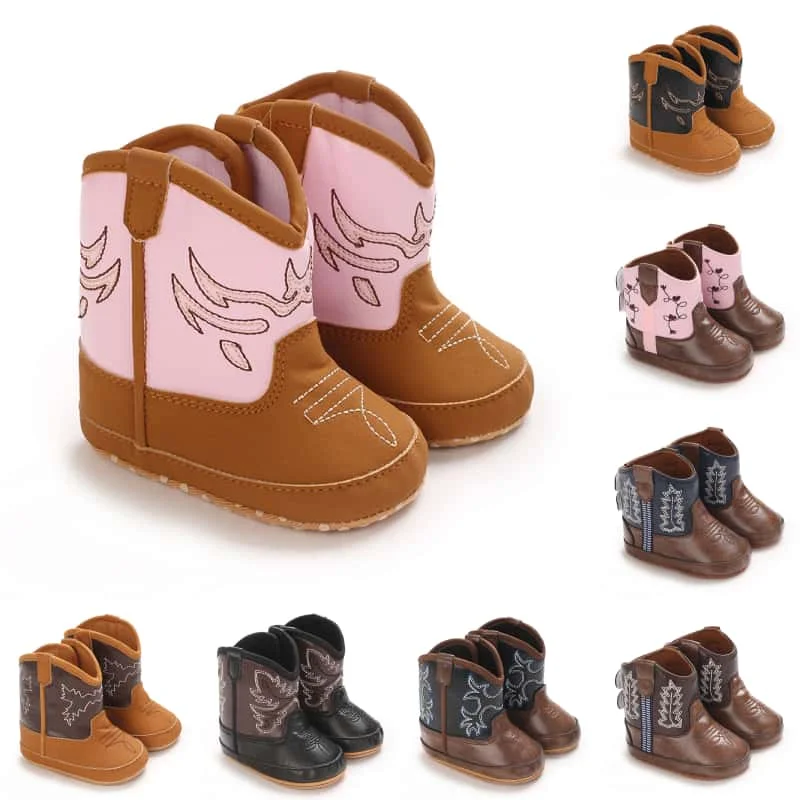 0–18 Monate Kleinkinder-Babystiefel für Herbst und Winter, kurze Stiefel aus weichem Baumwollmaterial, Gummisohle, warme, lässige Wanderstiefel