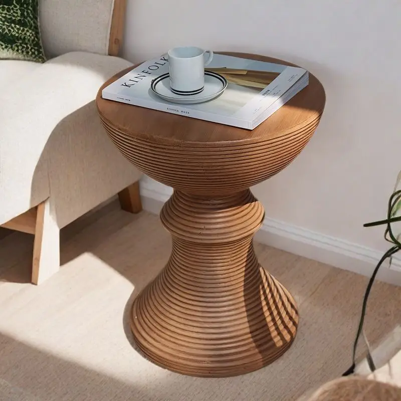 Imitation von Holzformen, moderner kleiner Couchtisch, minimalistischer runder Wohnzimmer-Sofa-Beistelltisch, Retro-nordischer kreativer Ecktisch