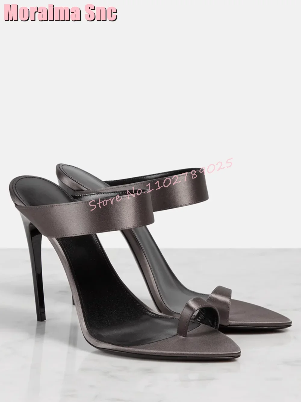 Schwarz Sexy Satin Clip Toe Hausschuhe Stiletto High Heel Spitzschuh Flach Elegante Frauen Schuhe Sandalen Slides Solide Mode 2026
