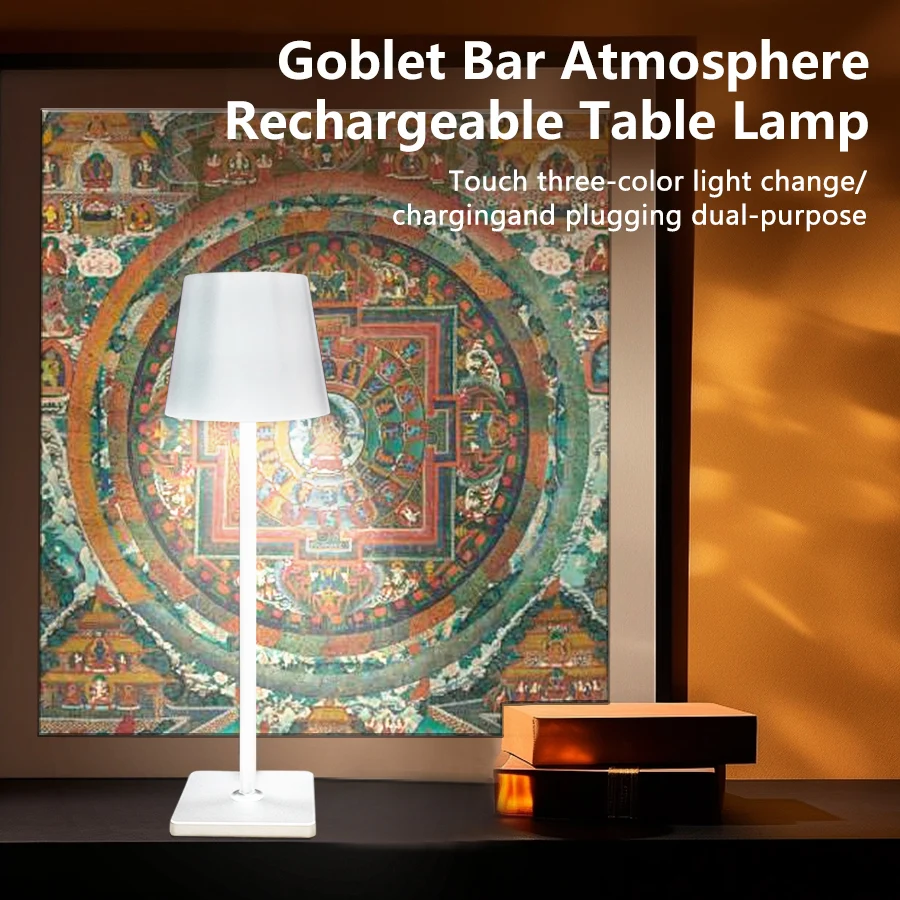 LED-Schreibtischlampe, USB wiederaufladbar, Nachtlicht, 3-farbige Schreibtischlampe, Touch-Schalter, Tischlampe für Restaurant, Zimmer, Clubs, Bar, Café, Dekoration