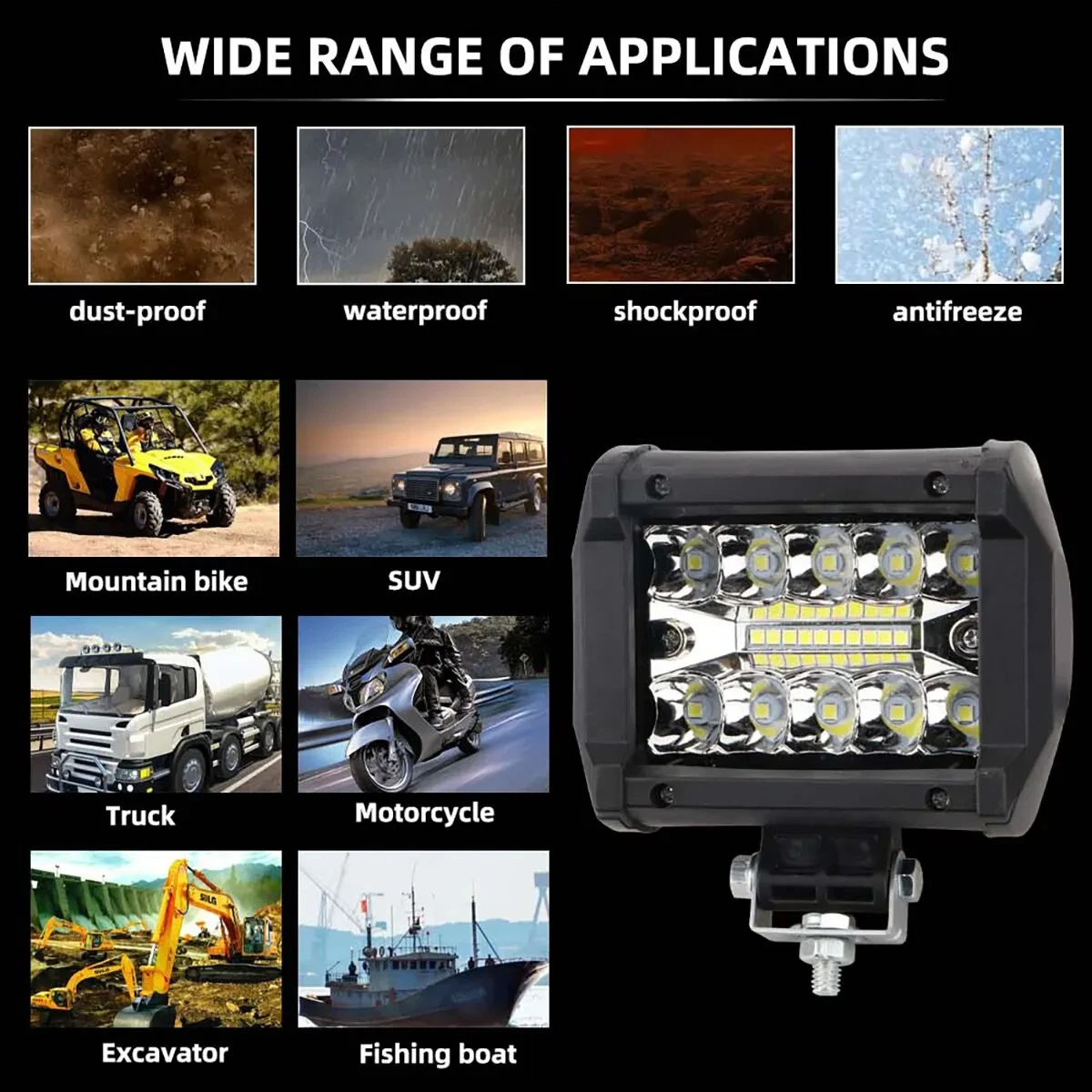 12V 60W LED-Lichtleiste Offroad Spot Flood Combo LED-Lichtbalken Arbeitsleuchte für LKW, PKW, SUV, ATV, UTV, 4WD LED-Scheinwerfer