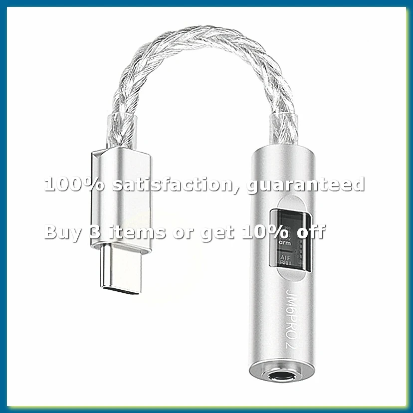 JM6 Pro 2 HiFi-Audio-Verstärker Kopfhörer-Adapter HD-Mikrofon Typ-C auf 3,5mm Klinke Rotes Audiokabel für Telefon und Computer
