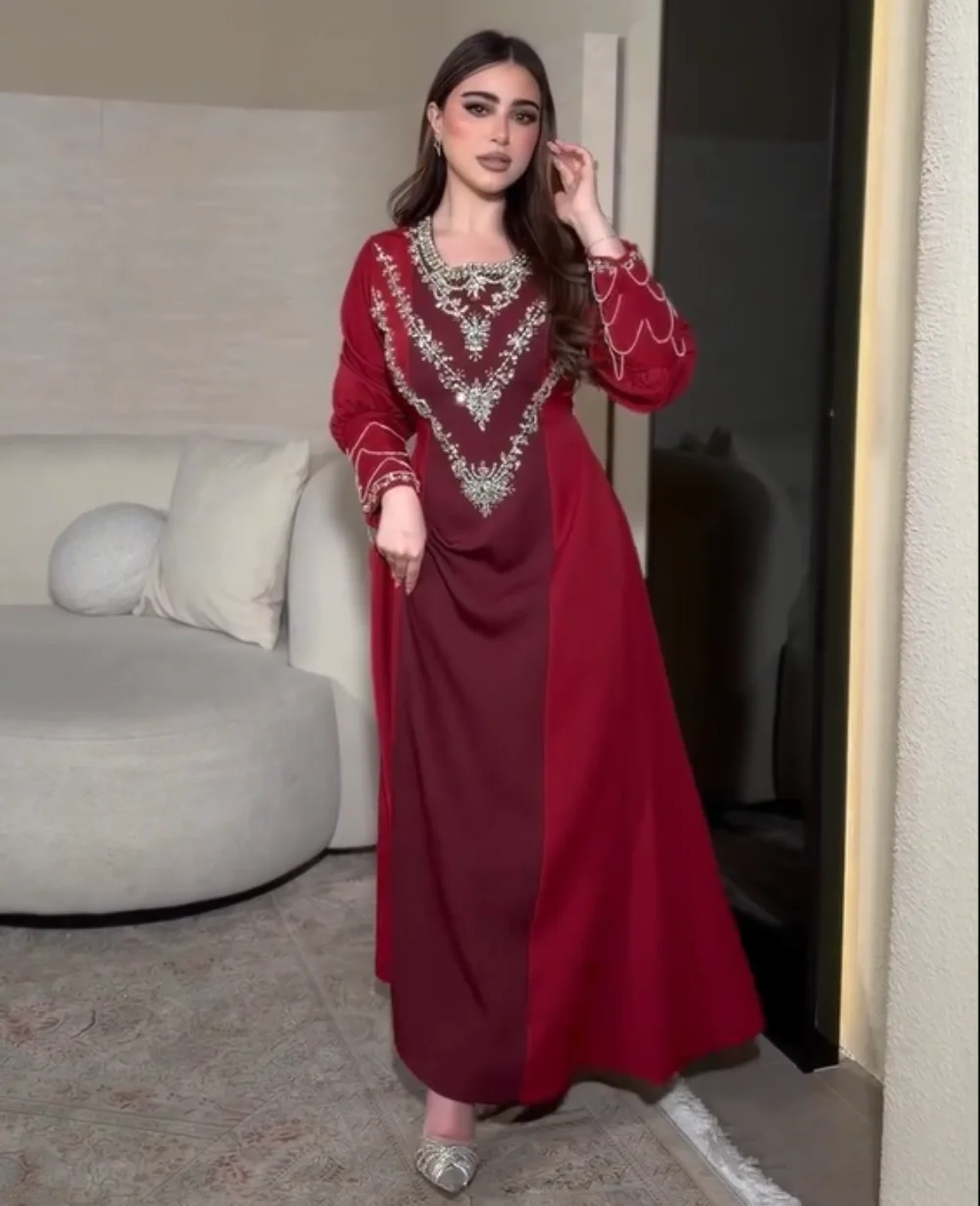 Customized Sparkle Jersey Pleat Sequined A-line Scoop Neck Midi Evening Dresses Luxury 2025 Sparkle Fashion