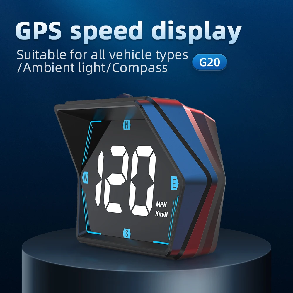 G20 GPS Car HUD Head‑Up Display High Quality Speedometer Compass Overspeed Alarm Universal Car Gadget Holiday Gift for Drivers