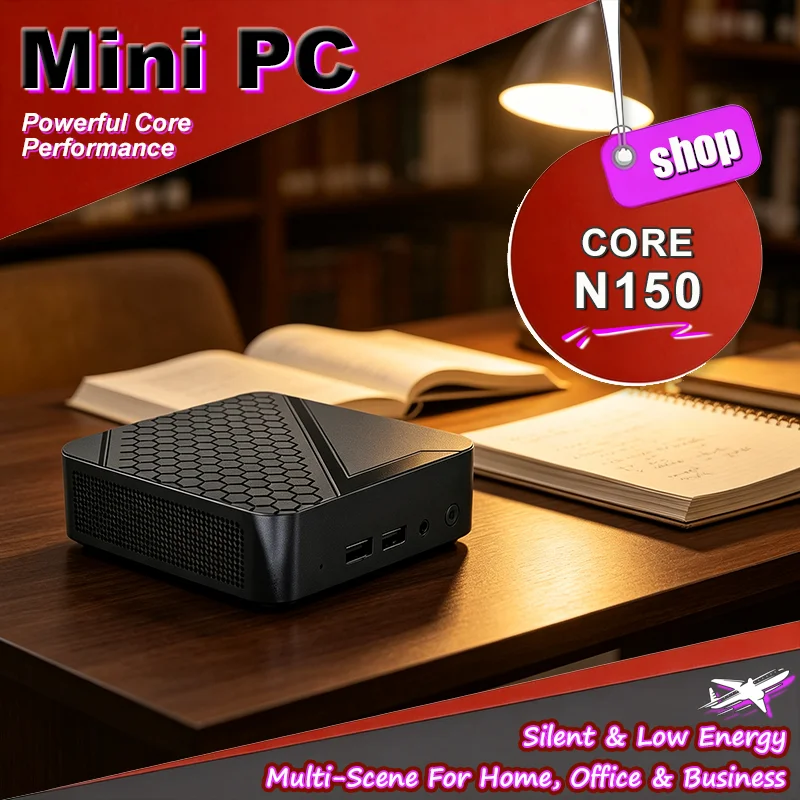 Neuer Mini-PC Intel N150 Hochleistungs-Tragbarer Computer 16GB RAM 1TB/2TB SSD WiFi6 Desktop Büro Gaming PC Energiesparend