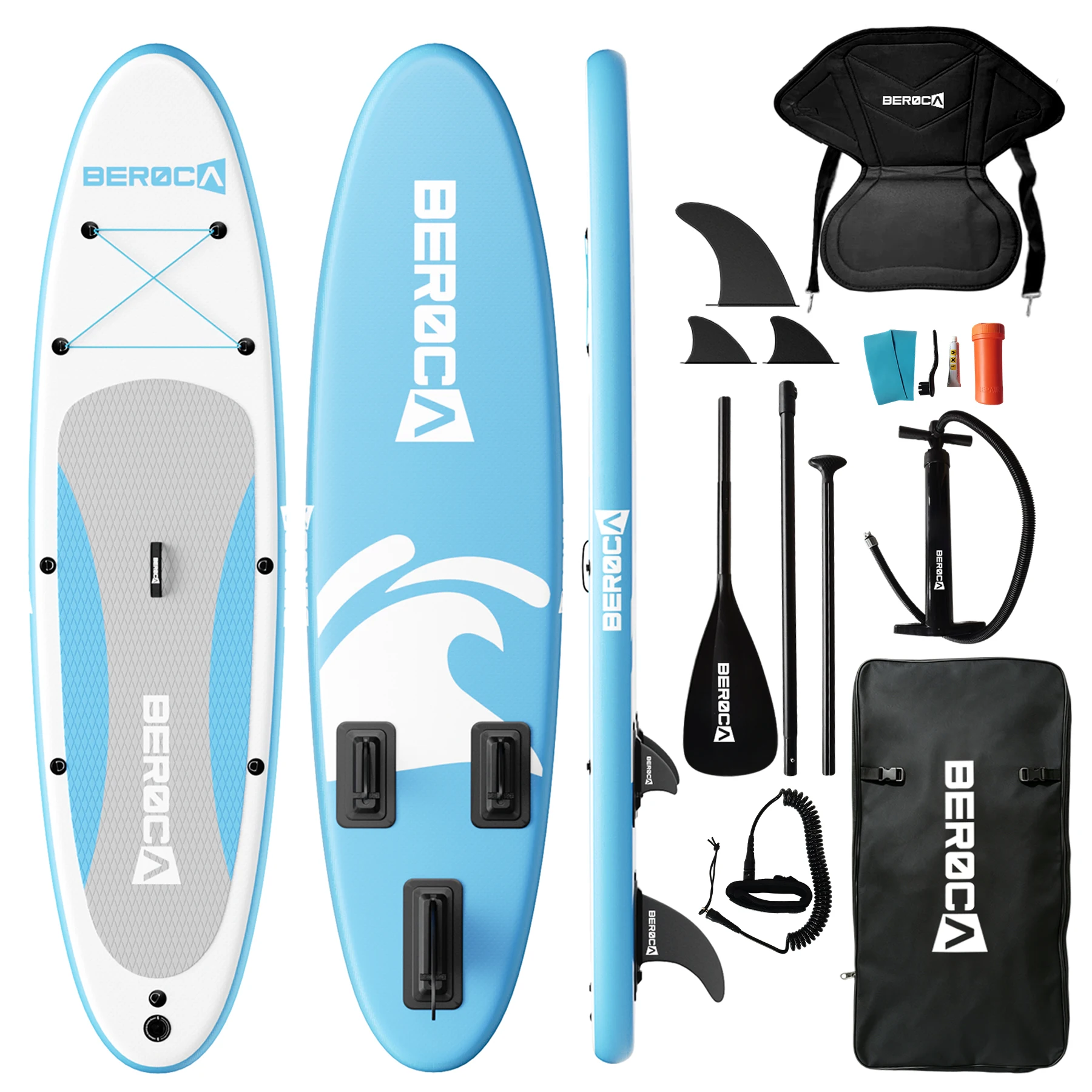 Planche de stand-up paddle gonflable, adaptée aux adultes, planche de surf pour la pratique de sports nautiques et les loisirs, équipement de sports nautiques d’extérieur, portable et facile à ranger.