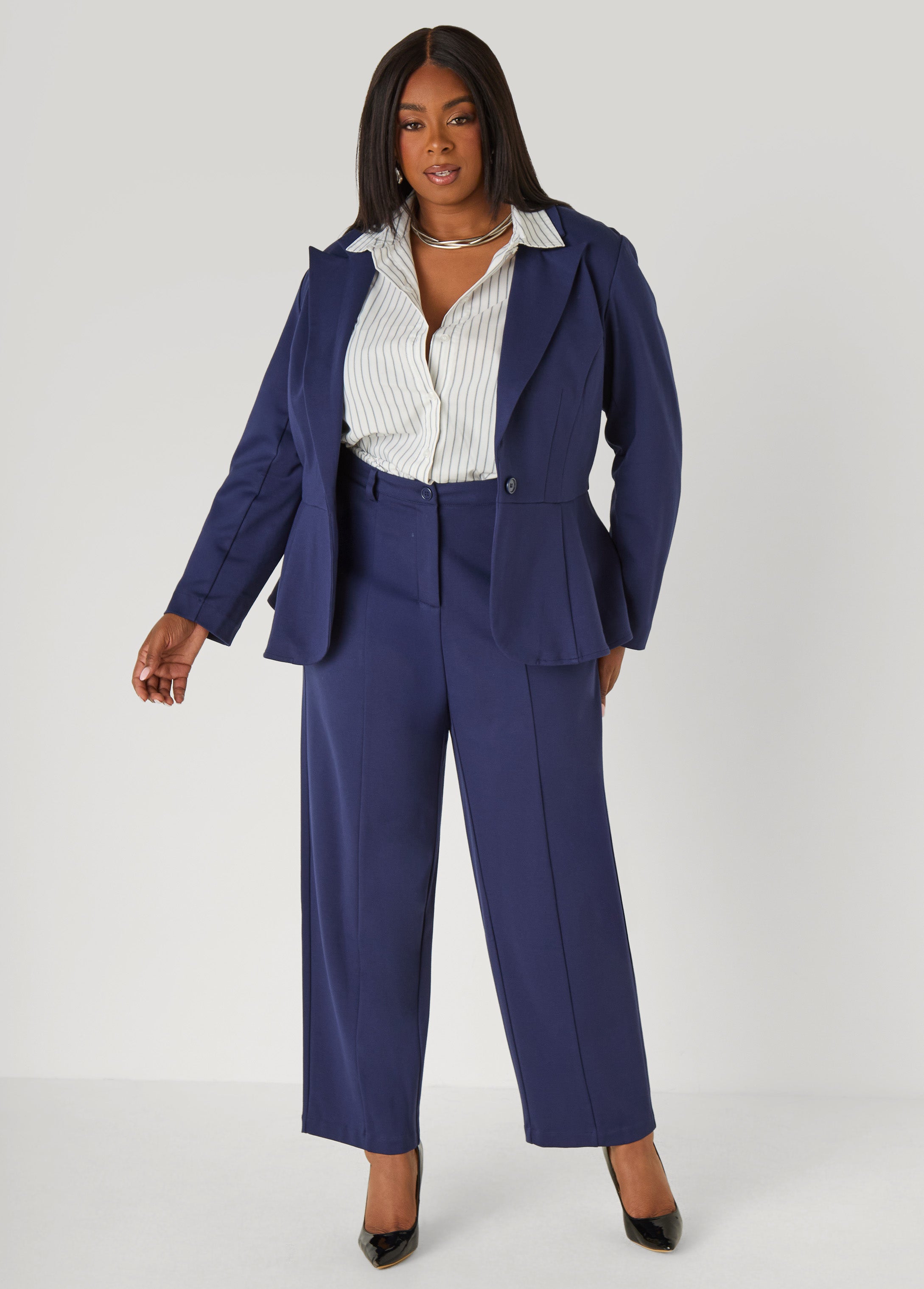 Plus Size Straight Leg Ponte Trousers