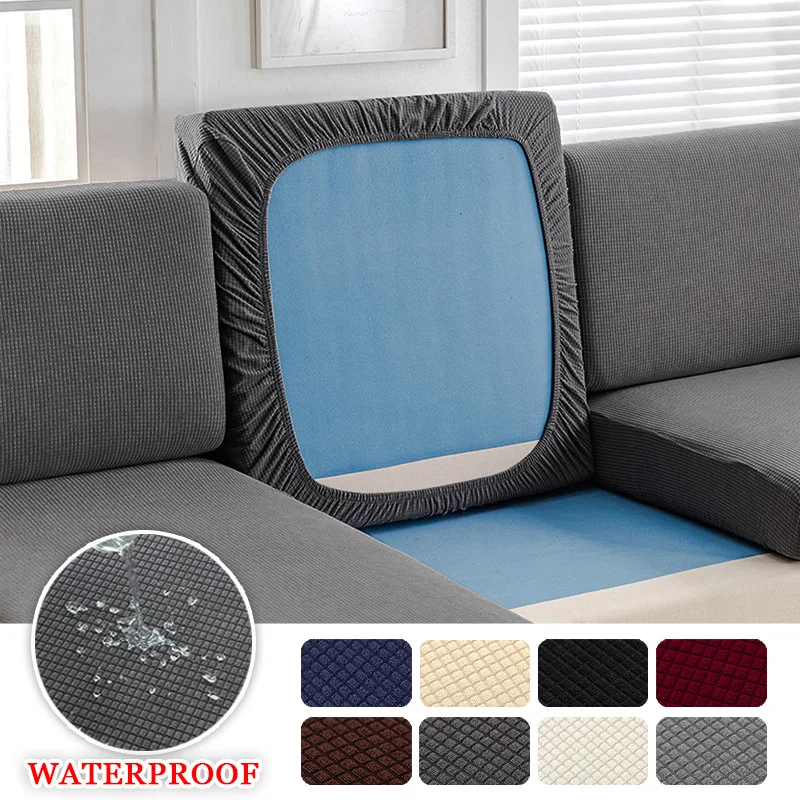 1pc Wasserdichte Sofa Kissen Abdeckung Jacquard Polar Fleece Stretch Abnehmbare Waschbar Couch Abdeckungen Haustiere Kinder Möbel Schutz