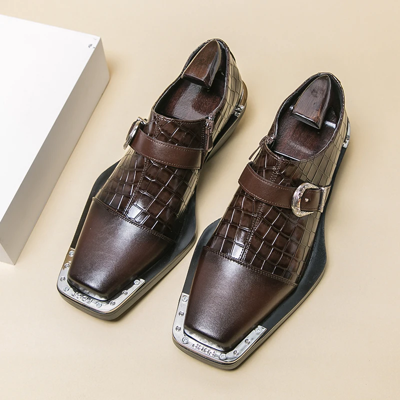 Klassische Herren-Lederschuhe, formelle Schnürschuhe für Business und Büro, modische Lederschuhe mit Schnalle, elegante Herrenschuhe für Bankette