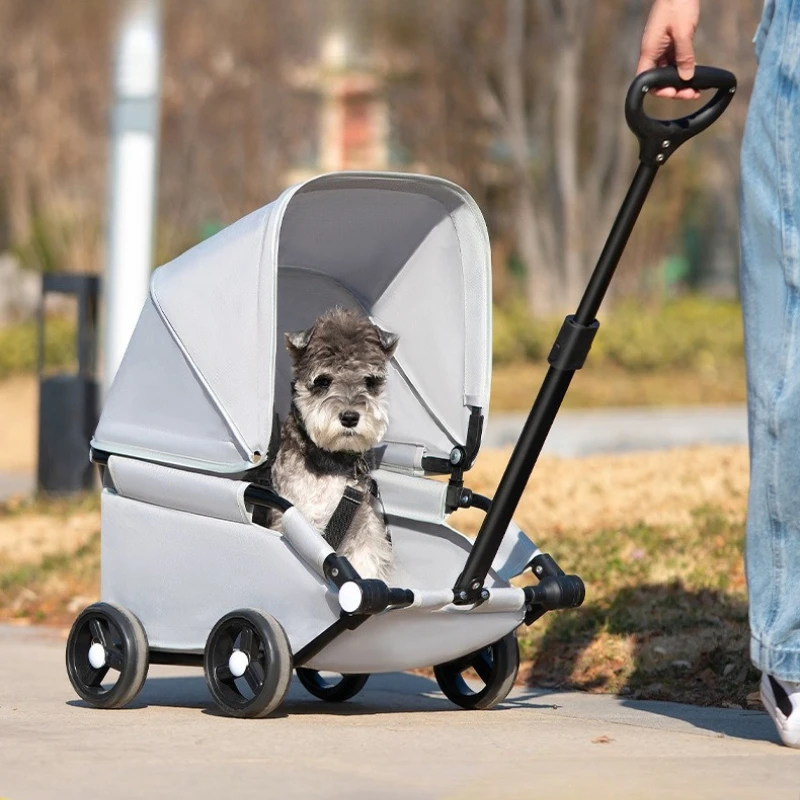 Tragbarer Kinderwagen für kleine Hunde, faltbarer Trolley, Haustier-Kinderwagen für den Außenbereich, leichter Haustier-Kinderwagen mit Sonnenschutz