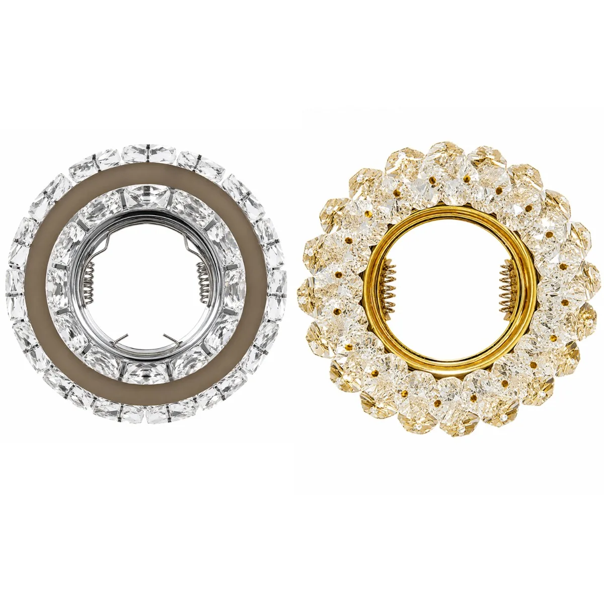 JOYINLED 1/6er-Pack Gold Chrom Decken-Spotlampenrahmen Kristall Einbaustrahler GU10 MR16 Spotlight LED Downlight Deckenleuchte