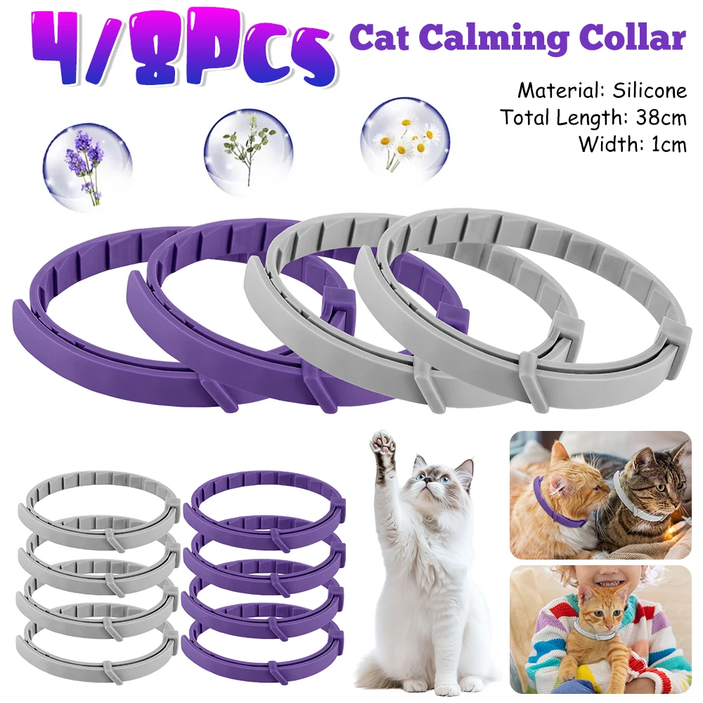 4/8PCS Hunde Beruhigende Pheromon Halsbänder Katzen Lindern Angst Einstellbare Bequeme Kragen Für Welpen Kätzchen Große Haustiere Zubehör