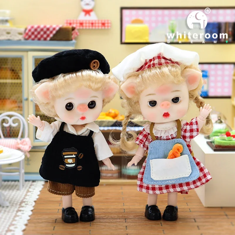 Ob11 Bjd Puppe Junge Schwein Gesicht Piggy Kugelgelenk Mini puppe Anime Obitsu 11 Kleidung Puppen Für Mädchen Spielzeug baby Spielzeug Tier Form Geschenk