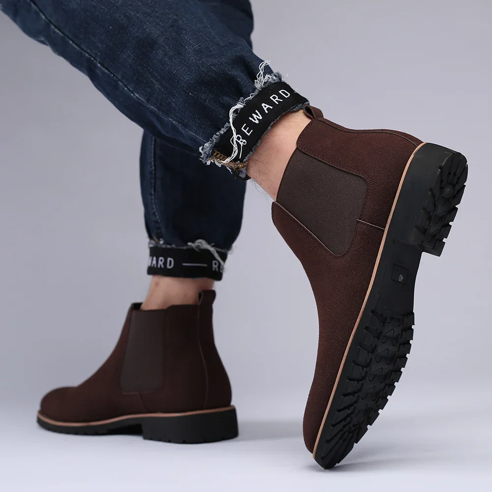 Mode männer Ankle Boot Neue Leder männer Chelsea Stiefel Männer Schuhe Casual Schwarz Hülse Stiefel Outdoor High Top hochzeit Schuhe Männlich