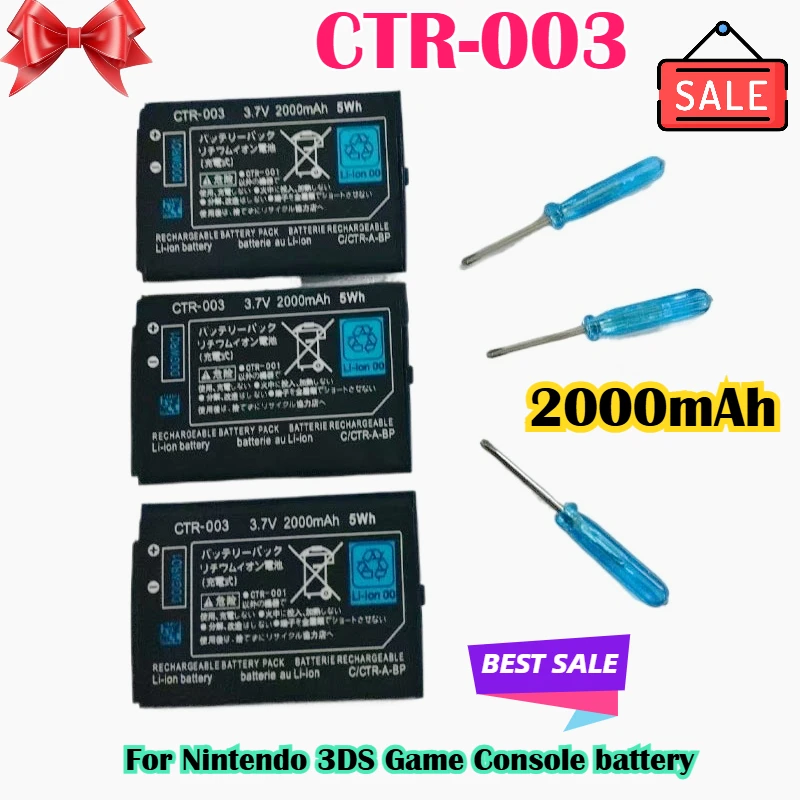 2000 mAh CTR-003 für Nintendo 2DS 3DS NEU 2DS XL Akku CTR-003 für Nintendo 3DS N3DS Gamepad Controller Neu