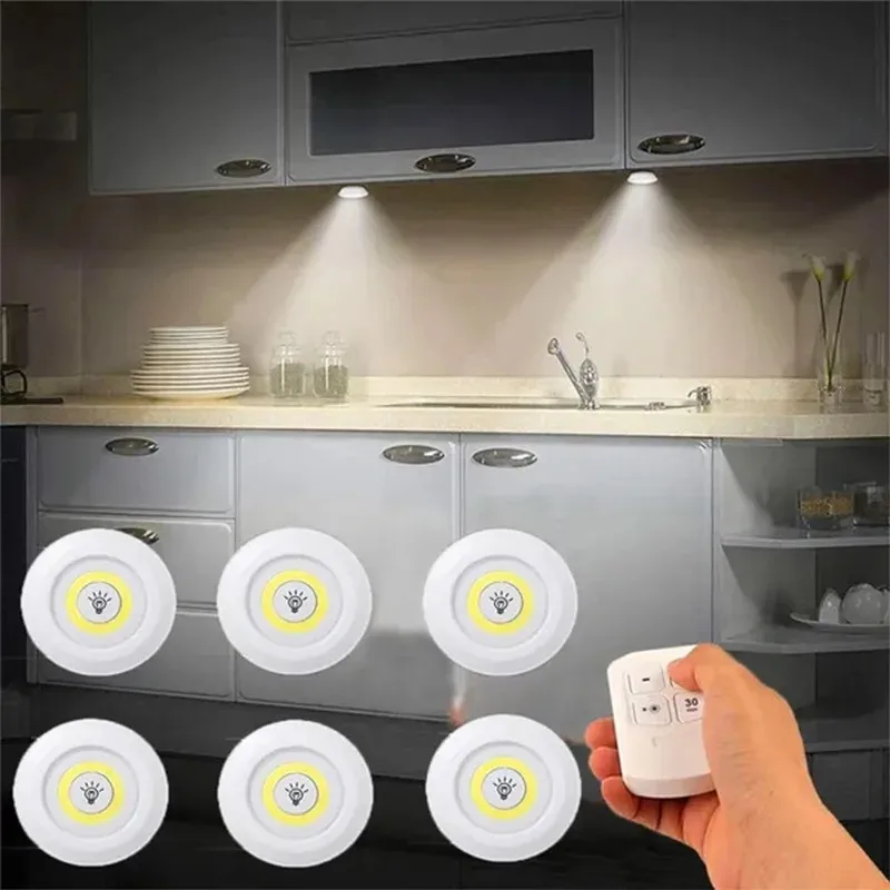 Dimmbare LED-Unterschrankbeleuchtung mit Fernbedienung, batteriebetriebene LED-Schrankbeleuchtung, Kleiderschrank, Badezimmerbeleuchtung, Nachtlicht