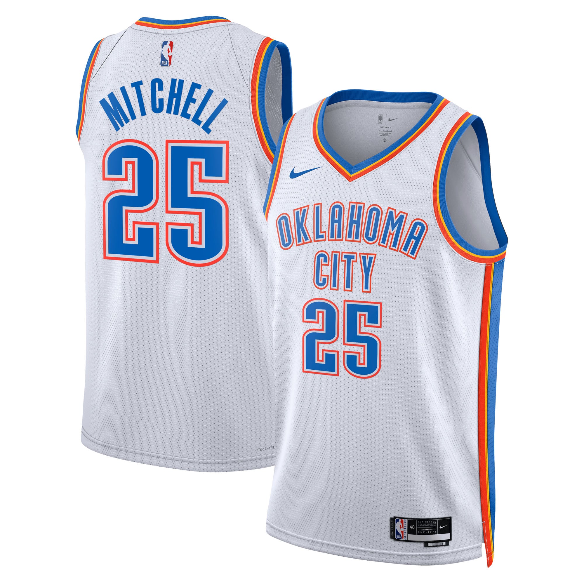 Maillot Swingman Nike Association Edition du Thunder d'Oklahoma City - Blanc - Ajay Mitchell - Unisexe - Homme Taille: 3XL