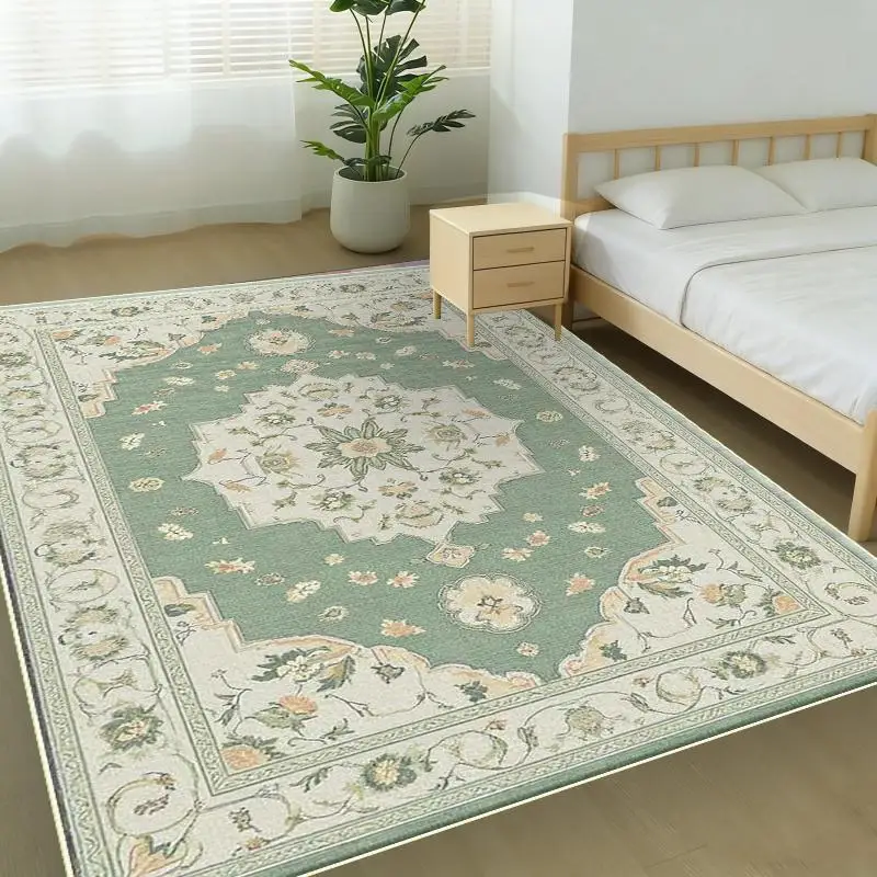 Classic Persian Style Scrolled Print Area Carpet Commercial Entry Floor Mat Vintage Style For Office Dining Hall