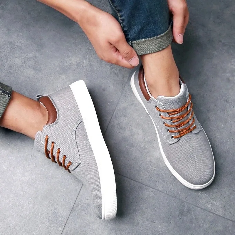 Mode Canvas Herren Sneakers Schwarz Lace Up Sping Schuhe 2024 Klassische lässige vulkanisierte Schuhe Größe 46 47 Herren Frühling Sportschuhe
