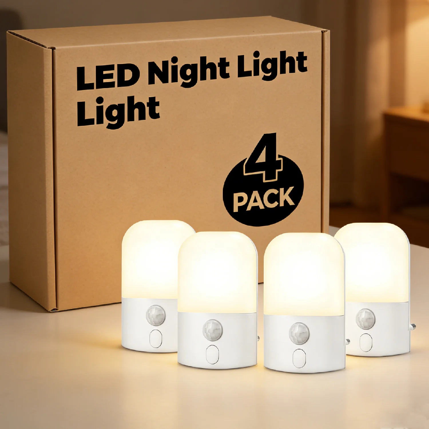 Automatisch Bewegungserkennendes LED-Nachtlicht zum Einstecken in die Steckdose, PIR-Induktionslampe für Schlafzimmer, Badezimmer, Treppenhaus, Nachtsicherheit