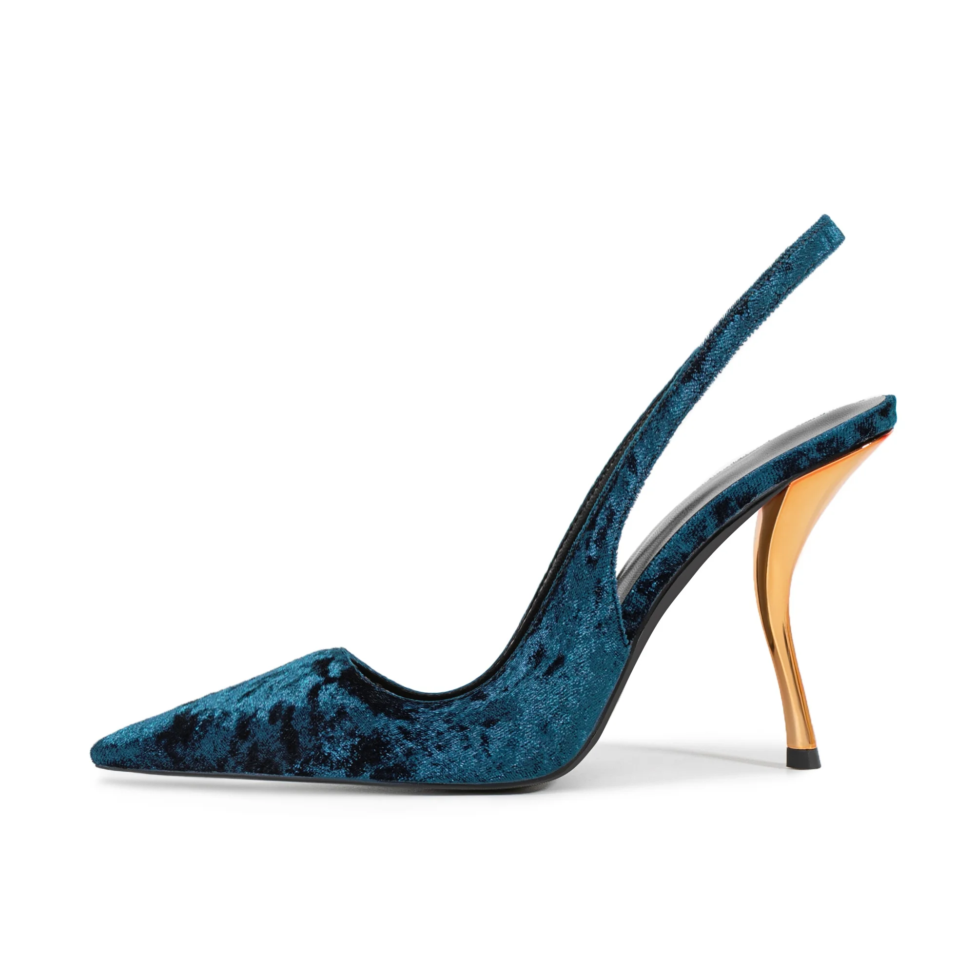 Sommersandalen mit seltsamem Absatz, Damenschuhe, spitze Sandalen, elegante Samt-Damenparty-Hochzeitspumps, große Größe 43