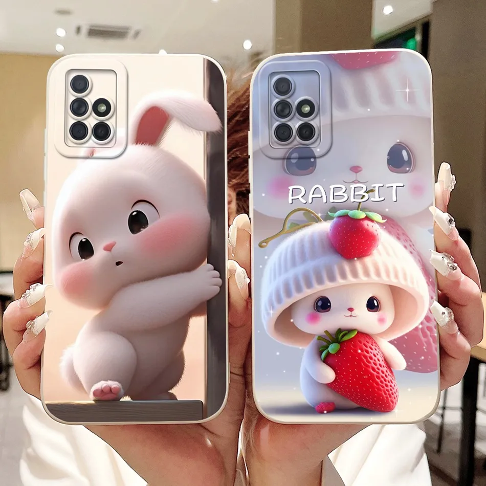 For Samsung Galaxy A71 A51 4G Cute Rabbit Cat Cartoon Case For Samsung A51 A71 A515F A715F Shockproof Soft Silicone Phone Cases