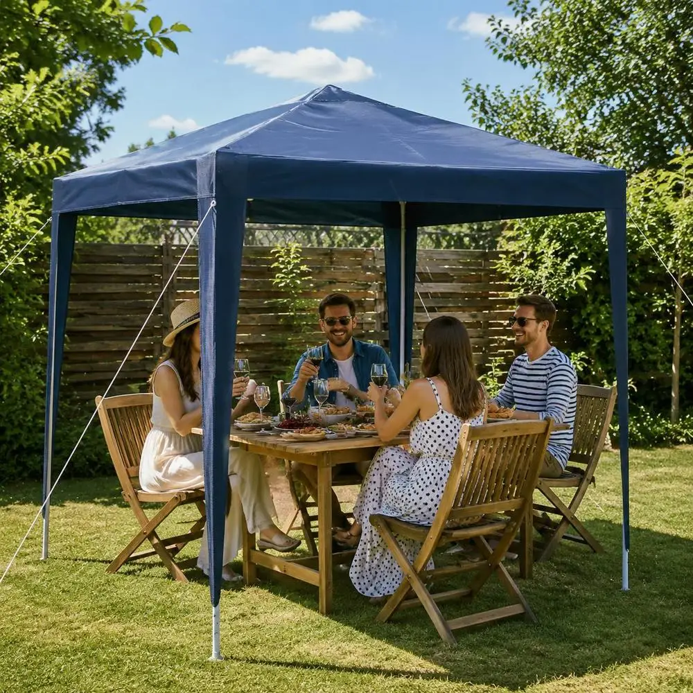 Pavillon de jardin en polyéthylène avec structure robuste en fer pour jardin, terrasse, détente, tente de fête en plein air, solution de jardin moderne
