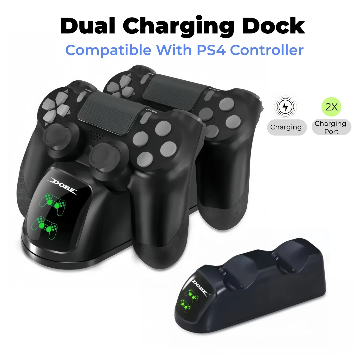 Dual Charging Dock for PS4 Wireless Controller, LED Charging Indicator Charger Station for PlayStation 4 Slim Pro Gamepad