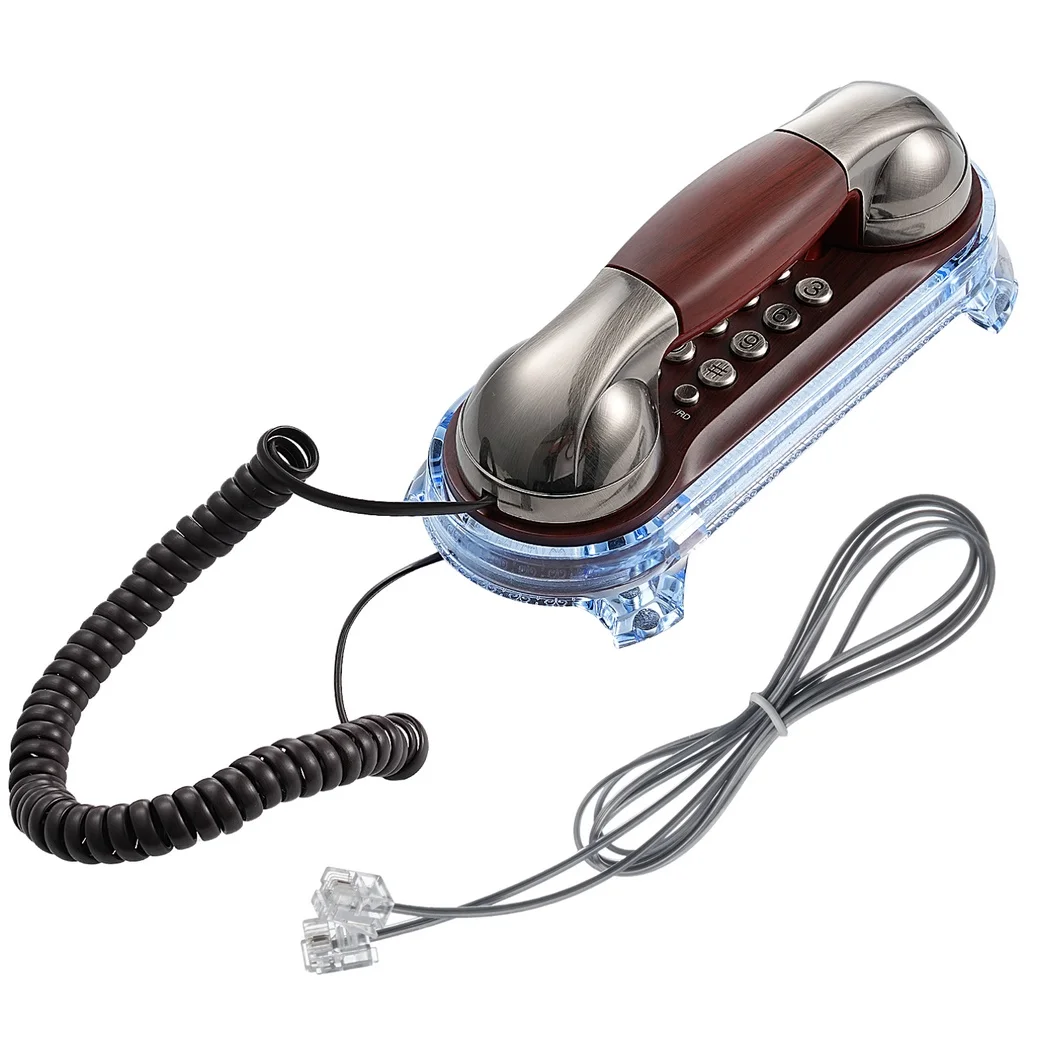 Vintage Wall-Mounted Telephone Adjustable Volume Landline Corded Phone Retro Telephone Blue Indicator Old Style Wall Desk Phone