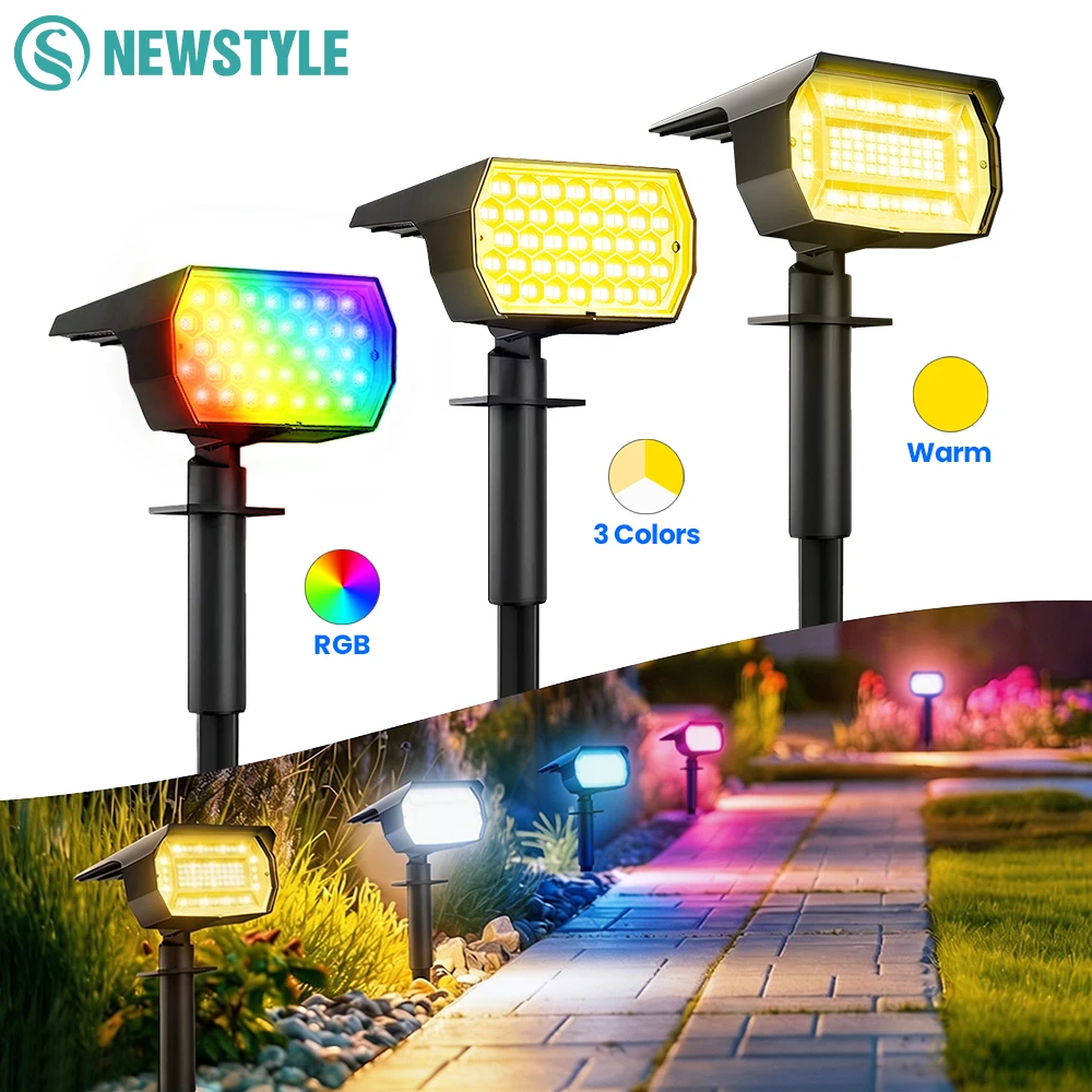 Lampes solaires de jardin à 37/74/72 LED, étanches IP65, 3 modes d'éclairage, éclairage de jardin pour cour, jardin, patio, étang, garage, décoration