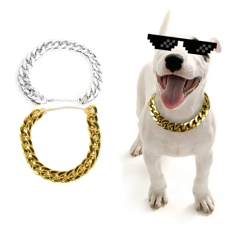 Goldene Halskette für Hunde und Katzen, Gold-P-Kette, Dekoration, Geschenk für Hunde, Kampfhunde-Zubehör, Schmuck, Foto-Requisiten