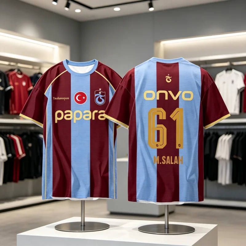 Maillot de football 3D à séchage rapide pour la saison 26-27 de la Super Ligue turque, équipe de Trabzon, tenue de domicile à manches courtes, style Salah, pour la famille