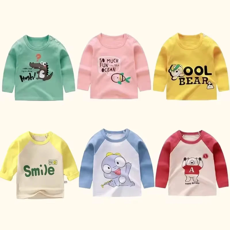 Children's Clothing Boys Girls T-Shirt Kids Clothes Cartoon Tops Long Sleeve Baby Clothing Autumn Winter Cotton Print Sweatshirt