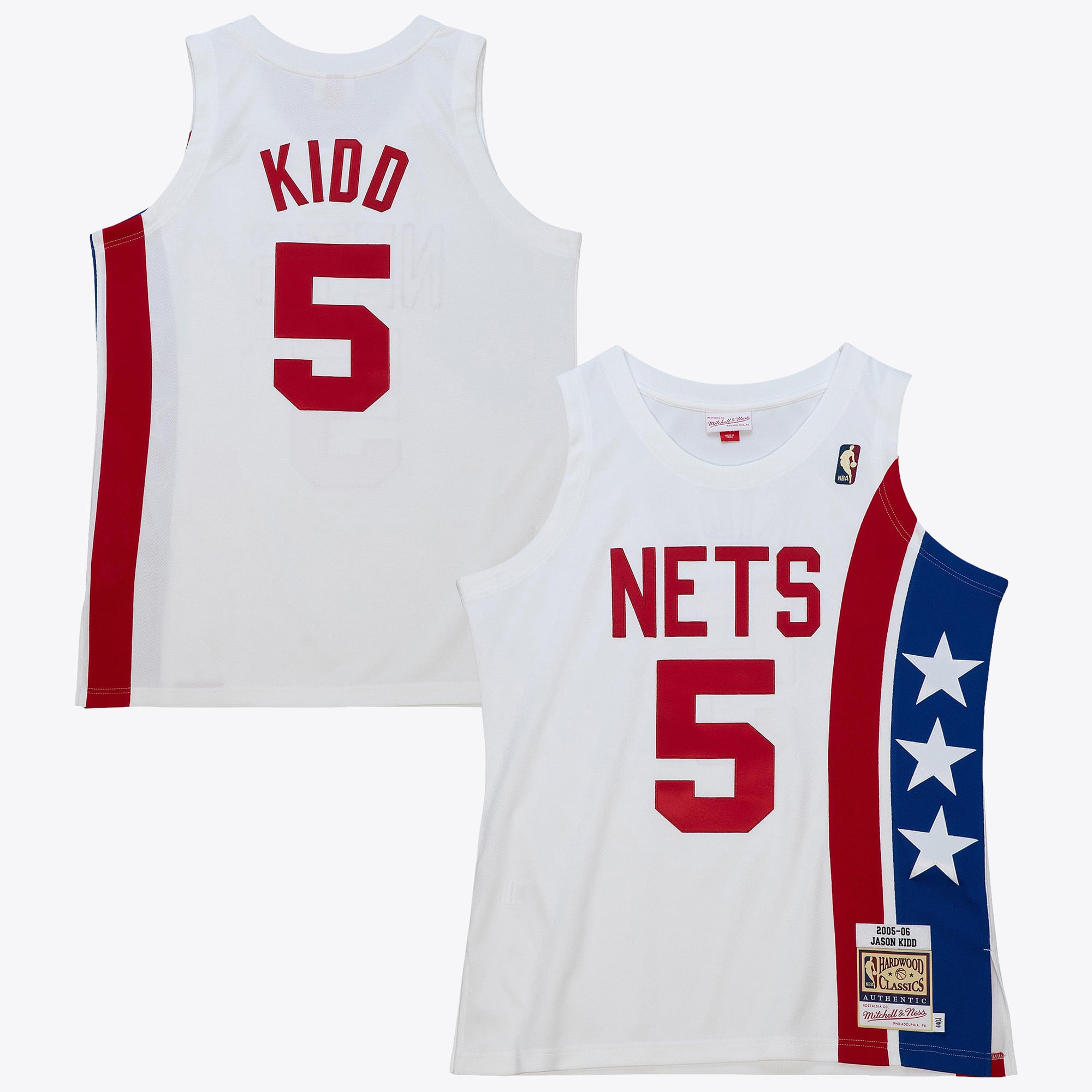 Maillot Authentique Alternatif New Jersey Nets Mitchell & Ness Jason Kidd 2005 – Blanc - Homme Taille: S