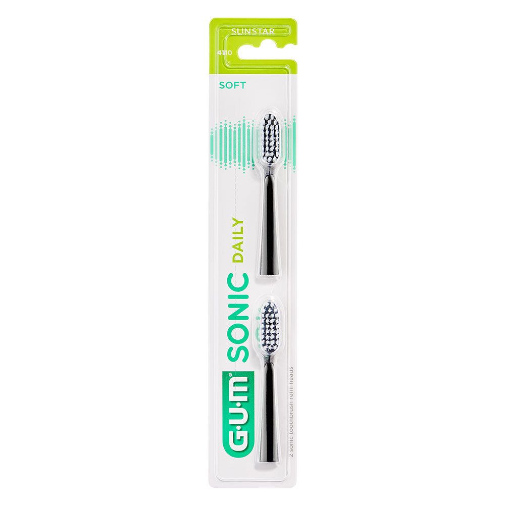 GUM SONIC DAILY SPAZZOLINO BATTERIA REFILL BLACK 2 PEZZI pz Spazzolino
