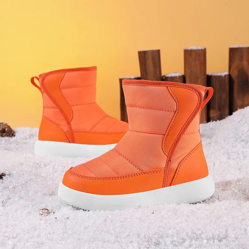 New Winter Kids Snow Boots Plush High Top Anti-Slip Casual Children Good Waterproof Cloth Shoes Thicken Boy Girls Cotton Shoes